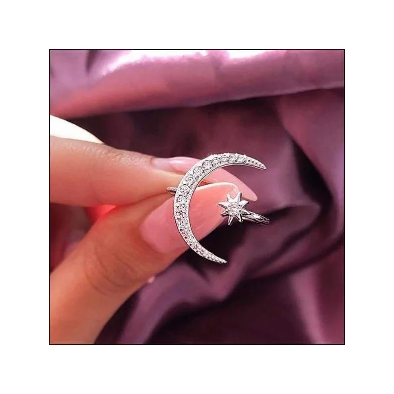 BAGUE LUNE SYMBOLIQUE ÉTOILÉE - Magie Kali - Boutique ésotérique, spiritisme et occultisme en ligne