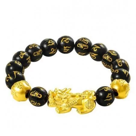 BRACELET OBSIDIENNE NOIR FENG SHUI PIXIU AVEC GRAVURE DU MANTRA MANI - "RICHESSE" - Magie Kali - Boutique ésotérique, spiritism BRACELET OBSIDIENNE NOIR FENG SHUI PIXIU AVEC GRAVURE DU MANTRA MANI - "RICHESSE" - Magie Kali - Boutique ésotérique, spiritism