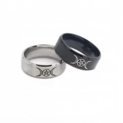 Bague Wicca Triple Lune et Pentagramme Pour Hommes Femmes - Magie Kali - Boutique ésotérique, spiritisme et occultisme en ligne