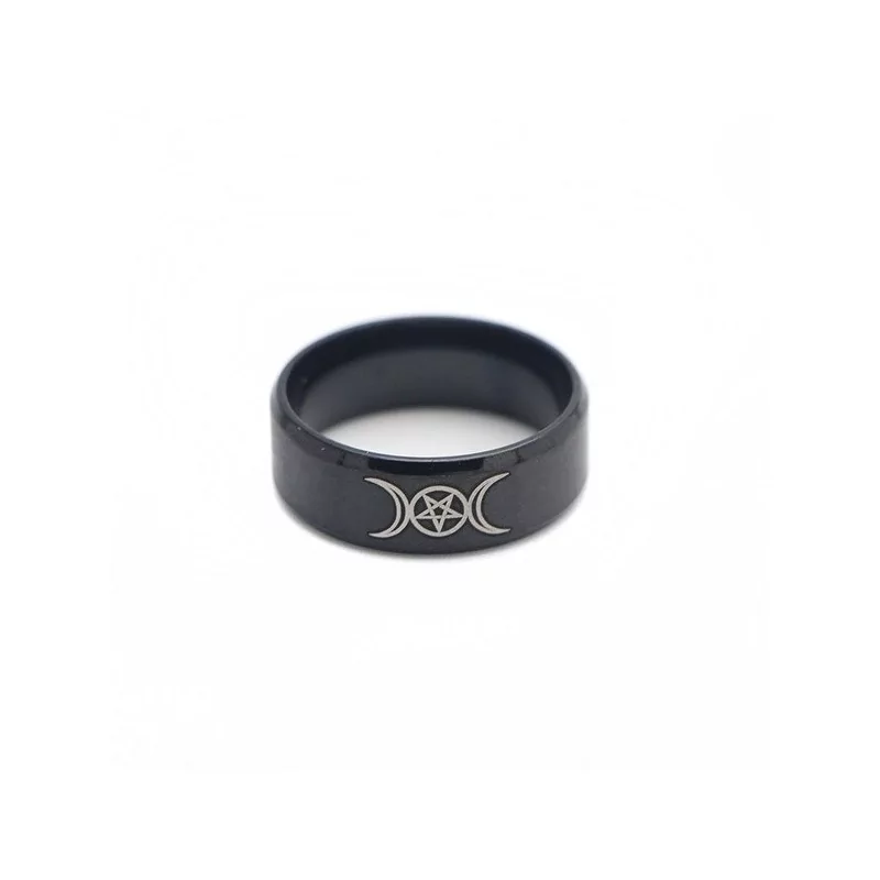 Bague Wicca Triple Lune et Pentagramme Pour Hommes Femmes - Magie Kali - Boutique ésotérique, spiritisme et occultisme en ligne
