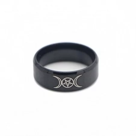 Bague Wicca Triple Lune et Pentagramme Pour Hommes Femmes - Magie Kali - Boutique ésotérique, spiritisme et occultisme en ligne