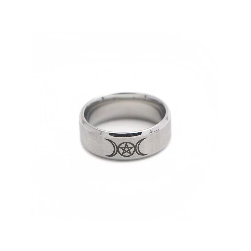 Bague Wicca Triple Lune et Pentagramme Pour Hommes Femmes - Magie Kali - Boutique ésotérique, spiritisme et occultisme en ligne