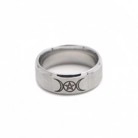 Bague Wicca Triple Lune et Pentagramme Pour Hommes Femmes - Magie Kali - Boutique ésotérique, spiritisme et occultisme en ligne