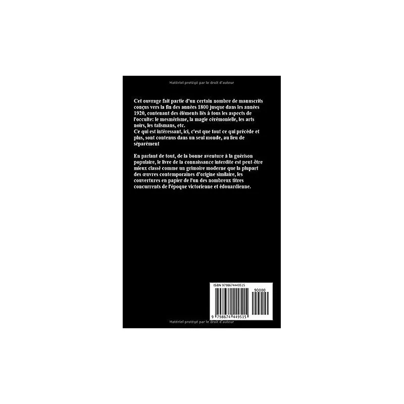 LE LIVRE DE LA CONNAISSANCE INTERDITE: MAGIE NOIRE, SUPERSTITIONS, CHARMES ET DIVINATION - Magie Kali - Boutique ésotérique, sp