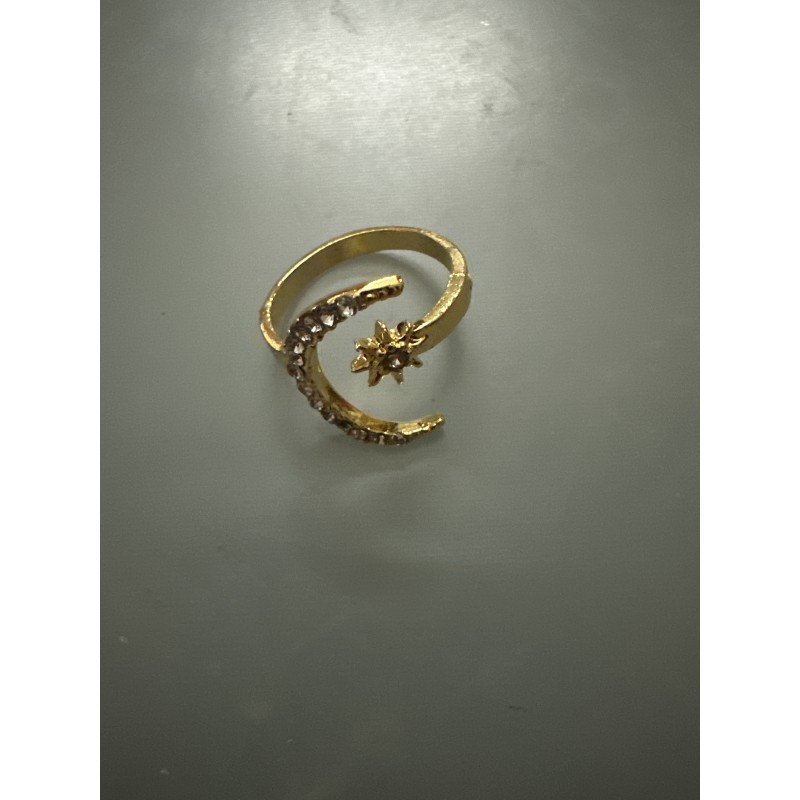 BAGUE LUNE SYMBOLIQUE ÉTOILÉE