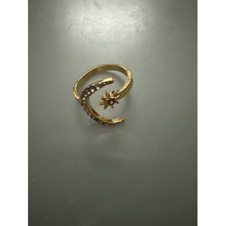 BAGUE LUNE SYMBOLIQUE ÉTOILÉE