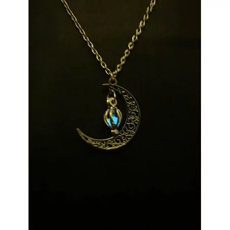 Collier lune luminescente pendentif plaqué argent - Magie Kali - Boutique ésotérique, spiritisme et occultisme en ligne