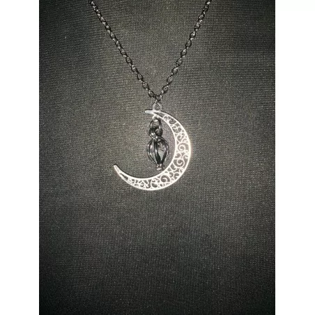 Collier lune luminescente pendentif plaqué argent - Magie Kali - Boutique ésotérique, spiritisme et occultisme en ligne